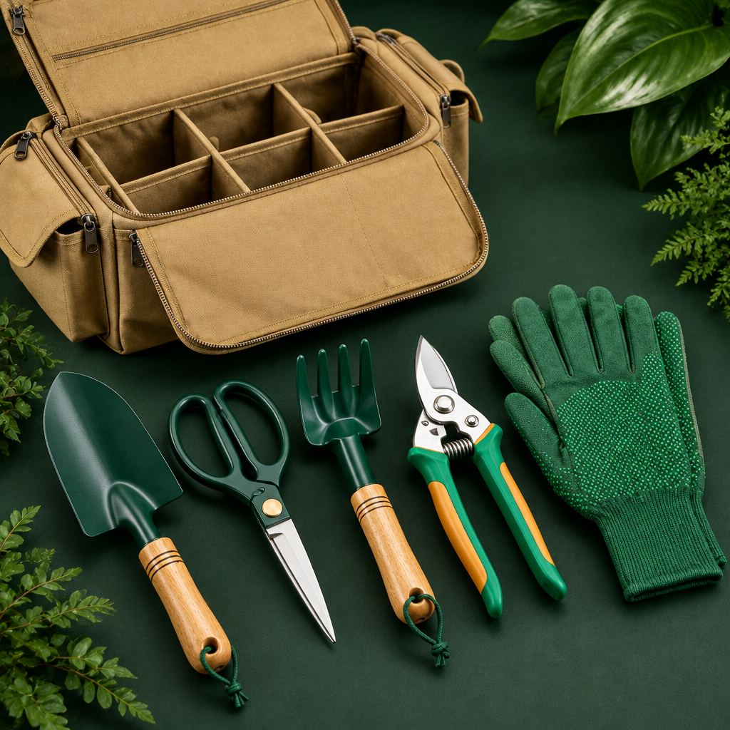 Detail shot of premium garden tools craftsmanship