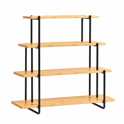4-tier bamboo plant stand on white background - no plants