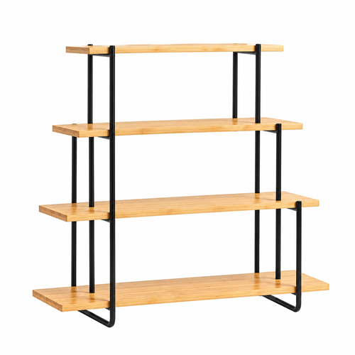 4-tier bamboo plant stand on white background - no plants