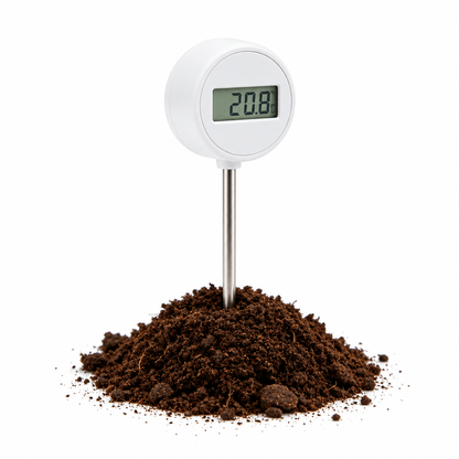 Digital soil thermometer white background product photo