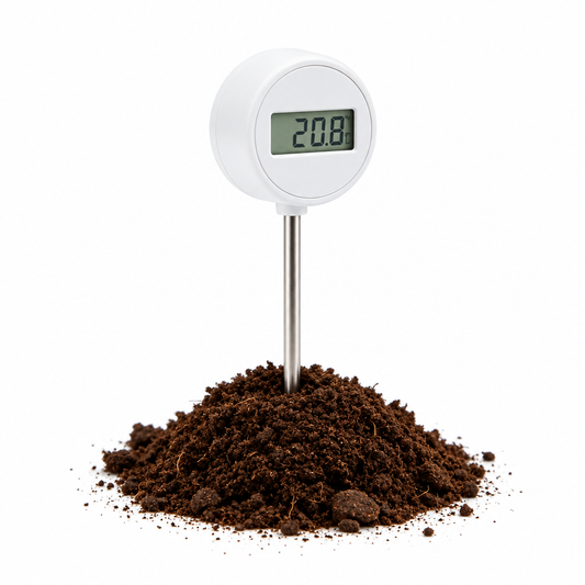 Digital soil thermometer white background product photo