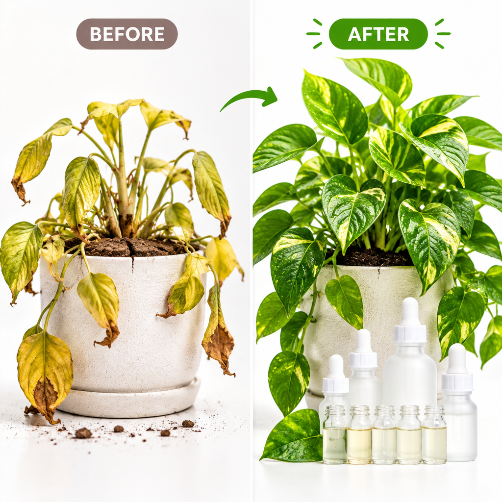 Before and after plant transformation with botanical serum