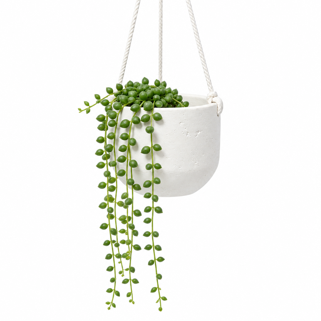 White ceramic hanging planter - clean white background