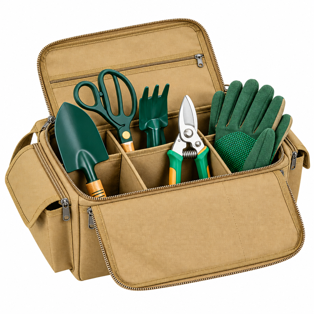 Premium Garden Tool Organizer Bag - Clean White Background