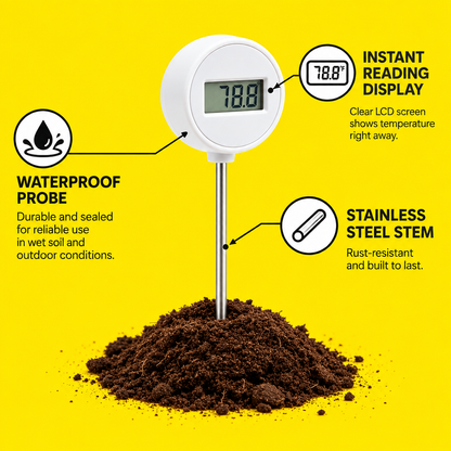 Soil thermometer feature infographic diagram