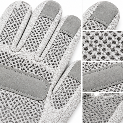 Close-up of breathable mesh glove texture and grip detail