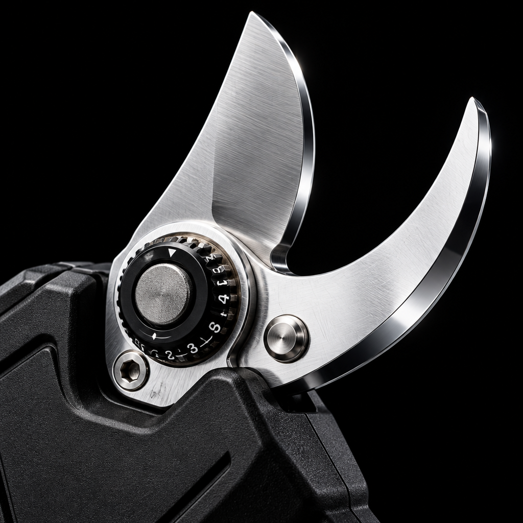 Close-up of SK5 steel bypass blade and dial adjustment knob